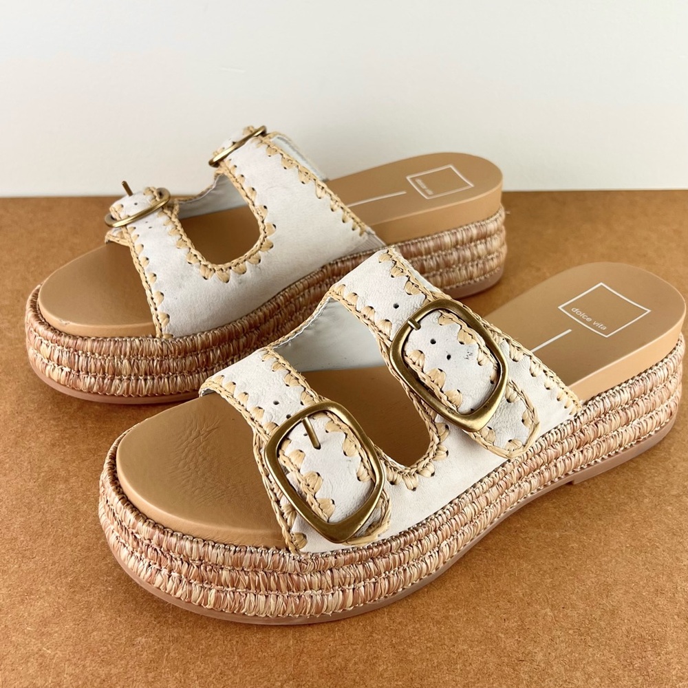 NEW DOLCE VITA BEIGE ESPADRILLE PLATFORM SANDALS - Picture 8 of 13